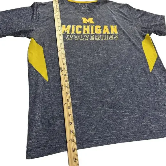 Champion Michigan Wolverines TShirt Mens L Navy Blue Yellow Active Short Sleeve - Picture 4 of 7